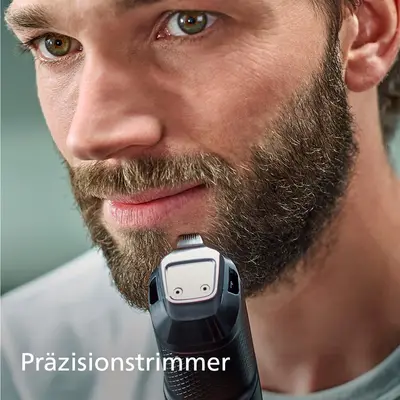 Philips Beard Trimmer 5000 Series - Aparat tuns barba, lame metal autoascutire, pieptene reglabil, detail trimmer