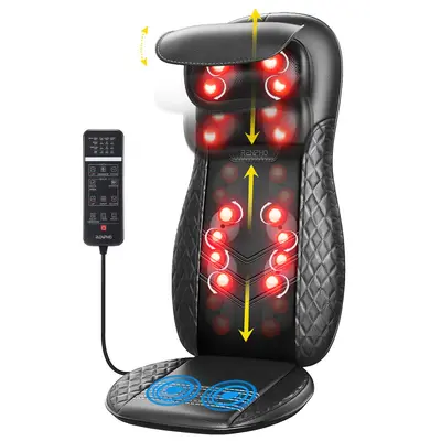 RENPHO RF-BM066 - Perna/scaun de masaj Shiatsu gat si spate cu incalzire, 8 noduri, perna gat reglabila, telecomanda