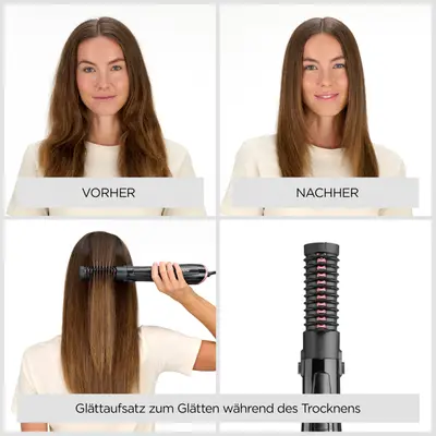 BaByliss Perfect Finish AS126E - Perie cu aer cald 1000W, accesorii interschimbabile, 2 trepte + cool shot, ionizare (LIPSA un capat/accesoriu)