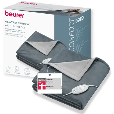 Beurer HD 75 Cosy dark grey - Patura electrica (heated throw) 130x180 cm, gri inchis