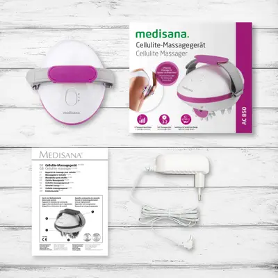 Medisana AC 850 Cellulite Massager - Aparat anti-celulita, 3x2 role rotative de masaj, 2 intensitati, curea de mana reglabila, alimentare la priza