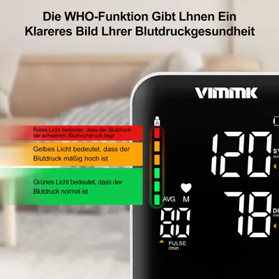 Vimmk C04 - Tensiometru de brat inteligent (USB-C, WHO, detectie aritmie, 22-40cm)