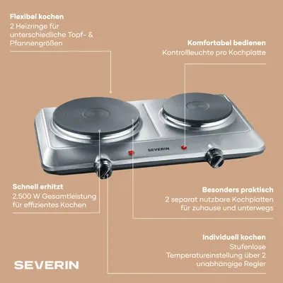 Plită electrică dublă Severin DK 1014, 2500W