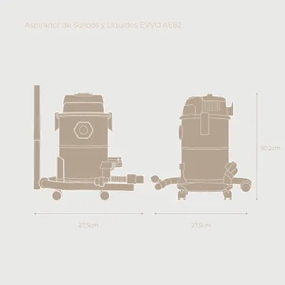 Aspirator solide și lichide EVVO wet, INOX, HEPA