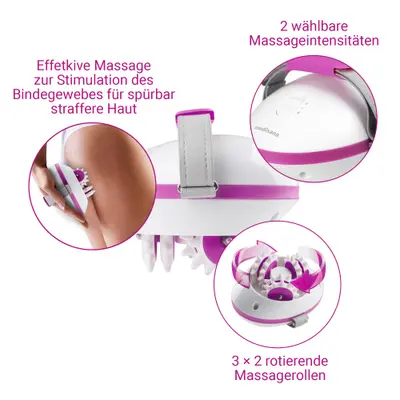 Medisana AC 850 Cellulite Massager - Aparat anti-celulita, 3x2 role rotative de masaj, 2 intensitati, curea de mana reglabila, alimentare la priza