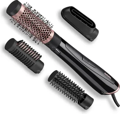 BaByliss Perfect Finish AS126E - Perie cu aer cald 1000W, accesorii interschimbabile, 2 trepte + cool shot, ionizare (LIPSA un capat/accesoriu)