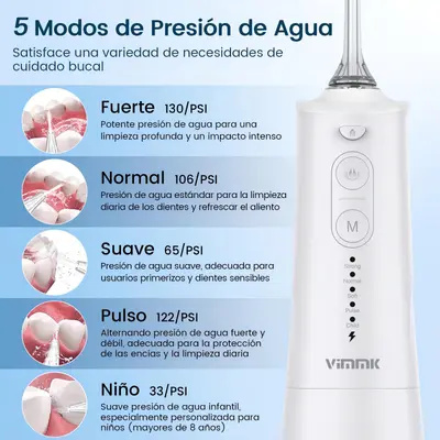 Duș bucal portabil Y208, irigator oral, 5 moduri