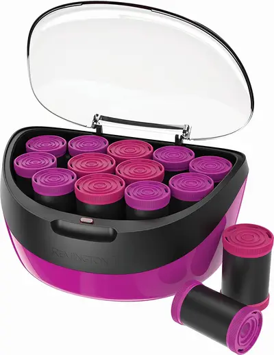 Remington Jumbo Curls Rollers H5670 - Set 12 bigudiuri electrice cu miez de ceara (retin caldura), invelis catifelat, ceramic ionic anti-static