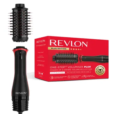 Revlon One-Step Volumiser PLUS RVDR5298E1 - Perie electrica volumizatoare cu uscare, barrel ceramic-titanium 6.4cm, cap detasabil, 4 trepte, ioni Tourmaline
