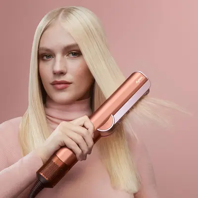 Dyson Airstrait — Placa de par wet-to-dry cu aer (Airstrait), 1600W, copper/rose gold