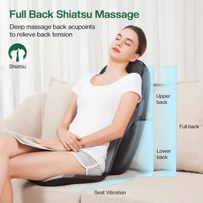 Husa/perna de masaj Shiatsu gat si spate cu incalzire