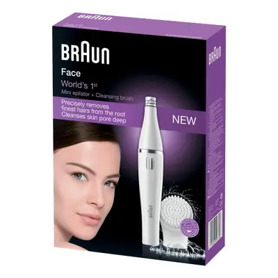 Braun FaceSpa 810 (SE810) - Epilator facial mini + perie de curatare faciala 2-in-1, 10 micro-prinderi, perie cu micro-oscilatii, 100% waterproof