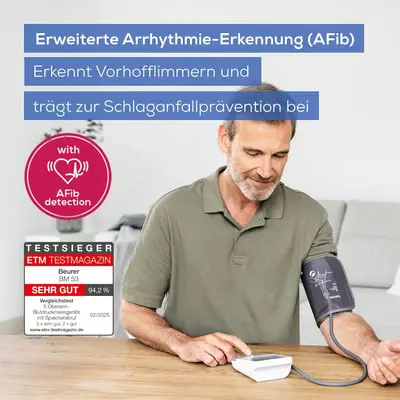 Beurer BM 53 — Tensiometru de brat Premium (detectie AFib, USB-C, manseta premium)